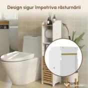 kleankin Suport pentru Hartie Igienica, Dulap de Depozitare pentru Baie cu Suport pentru Role de Hartie Igienica | Aosom Romania 