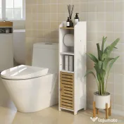 kleankin Suport pentru Hartie Igienica, Dulap de Depozitare pentru Baie cu Suport pentru Role de Hartie Igienica | Aosom Romania 