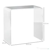 HOMCOM Masă Laterală Acrilică Fără Colturi, Margini Rotunjite, Spațiu Depozitare, 53.3x30.5x53.3cm, Transparent | Aosom Romania