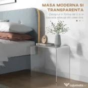 HOMCOM Masă Laterală Acrilică Fără Colturi, Margini Rotunjite, Spațiu Depozitare, 53.3x30.5x53.3cm, Transparent | Aosom Romania