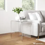 HOMCOM Masă Laterală Acrilică Fără Colturi, Margini Rotunjite, Spațiu Depozitare, 53.3x30.5x53.3cm, Transparent | Aosom Romania