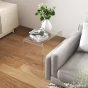 HOMCOM Masă Laterală Acrilică Fără Colturi, Margini Rotunjite, Spațiu Depozitare, 53.3x30.5x53.3cm, Transparent | Aosom Romania