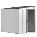Outsunny Căsuță pentru depozitare unelte din metal 1,5x2m cu bază, ușă glisantă și acoperiș înclinat, albă