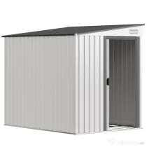 Outsunny magazie grădină căsuță de unelte pentru grădină 154x206.5x160/181 cm alb | Aosom Romania