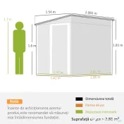 Outsunny magazie grădină căsuță de unelte pentru grădină 154x206.5x160/181 cm alb | Aosom Romania 