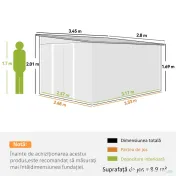Outsunny Magazie de Gradina cu Ușa Glisantă si Orificii de Aerisire, din Oțel Galvanizat, 345x280,5x169-201cm, Verde | Aosom Romania 