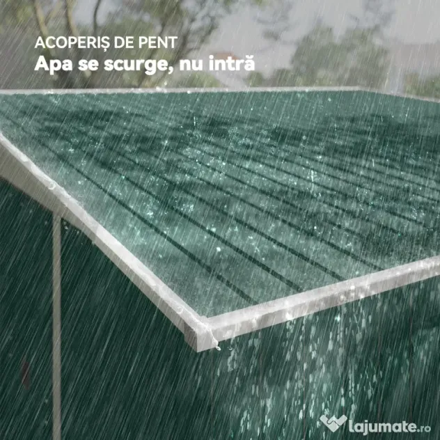 Outsunny Magazie de Gradina cu Ușa Glisantă si Orificii de Aerisire, din Oțel Galvanizat, 345x280,5x169-201cm, Verde | Aosom Romania