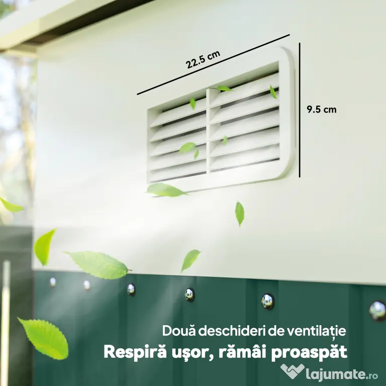 Outsunny Magazie de Gradina cu Ușa Glisantă si Orificii de Aerisire, din Oțel Galvanizat, 345x280,5x169-201cm, Verde | Aosom Romania