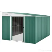 Outsunny Magazie de Gradina cu Ușa Glisantă si Orificii de Aerisire, din Oțel Galvanizat, 345x280,5x169-201cm, Verde | Aosom Romania 