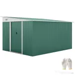 Outsunny Magazie de Gradina cu Ușa Glisantă si Orificii de Aerisire, din Oțel Galvanizat, 345x280,5x169-201cm, Verde