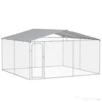 PawHut Țarc pentru Câini din Metal cu Acoperiș din Material Oxford și Ușă cu Închidere, 4x4x2,3m
