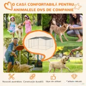 PawHut Țarc pentru Câini Talie Medie, Metal Galvanizat, Acoperiș Oxford, Ușă cu Zăvor, 400x230x232 cm, Argintiu | Aosom Romania 