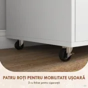 HOMCOM Dulap Lateral de Arhivare cu Roți și Raft Deschis, Sertar Spațios, Bară Reglabilă, Alb | Aosom Romania 