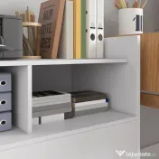 HOMCOM Dulap Lateral de Arhivare cu Roți și Raft Deschis, Sertar Spațios, Bară Reglabilă, Alb | Aosom Romania 