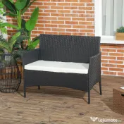 Canapea de exterior Outsunny cu 2 locuri cu perne căptușite