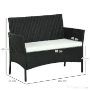 Canapea de exterior Outsunny cu 2 locuri cu perne căptușite