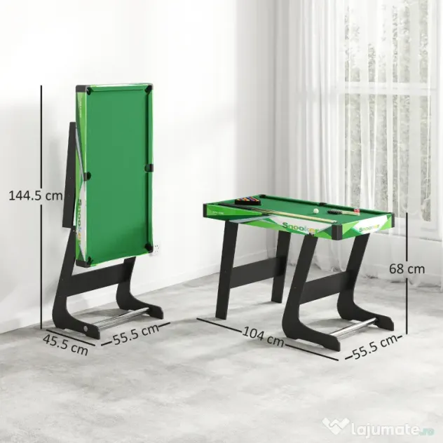 SPORTNOW Masă de Biliard Pliabilă cu Accesorii pentru Adulți și Tineri 104x55.5x68cm | Aosom Romania