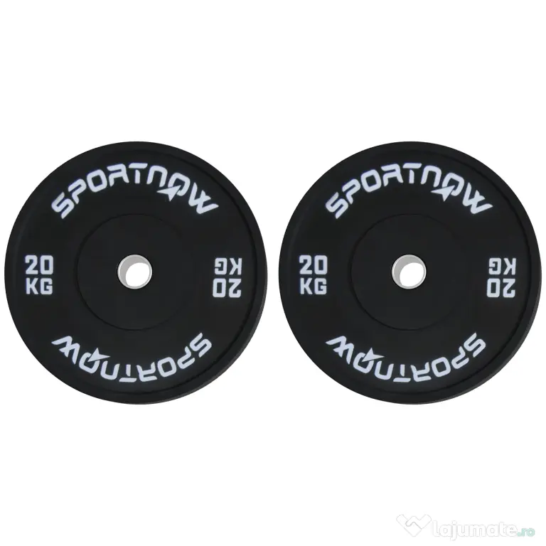 SPORTNOW Set 2 Placi Greutati Olimpice 20 kg Cauciuc pentru Haltere Orificiu 5 cm Acasa Sala | Aosom Romania