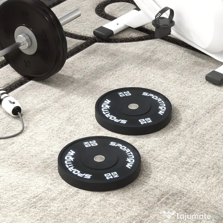 SPORTNOW Set 2 Placi Greutati Olimpice 20 kg Cauciuc pentru Haltere Orificiu 5 cm Acasa Sala | Aosom Romania