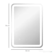 kleankin Oglindă LED, pentru Baie și Machiaj,lumina Reglabilă cu 3 Temperaturi de Culoare, Design anti-aburire, 70x50 cm, Argintiu | Aosom Romania