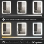 kleankin Oglindă LED, pentru Baie și Machiaj,lumina Reglabilă cu 3 Temperaturi de Culoare, Design anti-aburire, 70x50 cm, Argintiu | Aosom Romania