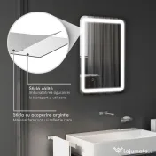 kleankin Oglindă LED, pentru Baie și Machiaj,lumina Reglabilă cu 3 Temperaturi de Culoare, Design anti-aburire, 70x50 cm, Argintiu | Aosom Romania