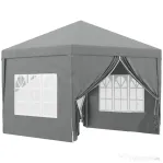 Outsunny Foișor de Exterior 3x3 m Pliabil cu 4 Panouri Laterale, din Oțel și Material Oxford, Gri Deschis