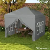 Outsunny Foișor de Grădină Impermeabil, cu Panouri Laterale Pliabile din Oțel și Acoperiș, 2,95x2,95x2,58 m, Verde | Aosom Romania 