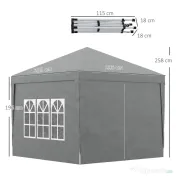 Outsunny Foișor de Grădină Impermeabil, cu Panouri Laterale Pliabile din Oțel și Acoperiș, 2,95x2,95x2,58 m, Verde | Aosom Romania 