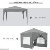 Outsunny Foișor de Grădină Impermeabil, cu Panouri Laterale Pliabile din Oțel și Acoperiș, 2,95x2,95x2,58 m, Verde | Aosom Romania 