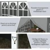 Outsunny Foișor de Grădină Impermeabil, cu Panouri Laterale Pliabile din Oțel și Acoperiș, 2,95x2,95x2,58 m, Verde | Aosom Romania 