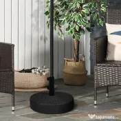 Outsunny Suport Rotund 29kg, 51cm Diametru, pentru Umbrelă Soare, Efect Ratan, Bază Rezistentă din Plastic | Aosom Romania 