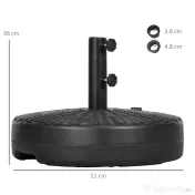 Outsunny Suport Rotund 29kg, 51cm Diametru, pentru Umbrelă Soare, Efect Ratan, Bază Rezistentă din Plastic | Aosom Romania 