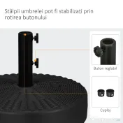 Outsunny Suport Rotund 29kg, 51cm Diametru, pentru Umbrelă Soare, Efect Ratan, Bază Rezistentă din Plastic | Aosom Romania 