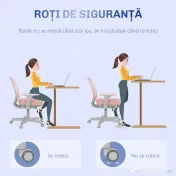 Vinsetto Scaun Birou Roz Respirabil cu Inaltime Reglabila Scaun Rabatabil cu 5 Roti cu Inclinare 55x48x82.5-94.5 cm | Aosom Romania