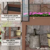Outsunny Strat de Gradină Înălțat cu Acoperiș de Sera, Jardiniera Mobilă cu Roți și Raft Inferior pentru Legume, Flori, Ierburi | Aosom Romania