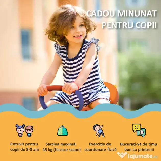 Outsunny Balansoar rotativ la 360° pentru copii intre 3-8 ani