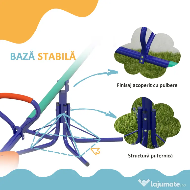 Outsunny Balansoar rotativ la 360° pentru copii intre 3-8 ani