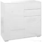 HOMCOM Comoda cu 2 dulapuri si 2 sertare, 79x36x74cm, alb lucios