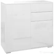HOMCOM Comodă Elegantă cu Deschidere Touch, 2 Dulapuri și 2 Sertare, pentru Living și Dormitor, 79x36x74cm, Alb Lucios | Aosom Romania 
