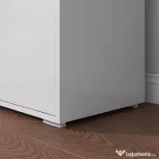 HOMCOM Comodă Elegantă cu Deschidere Touch, 2 Dulapuri și 2 Sertare, pentru Living și Dormitor, 79x36x74cm, Alb Lucios | Aosom Romania 