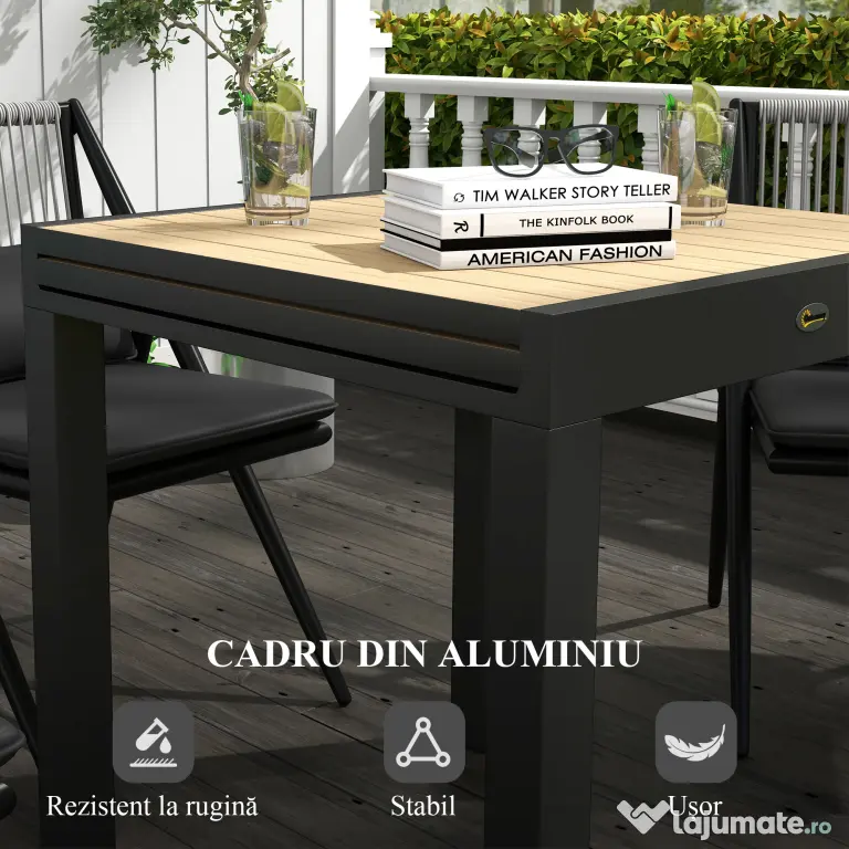 Outsunny Masă extensibilă pentru terasă, cu 4-6 locuri, 81-162 cm | Aosom Romania