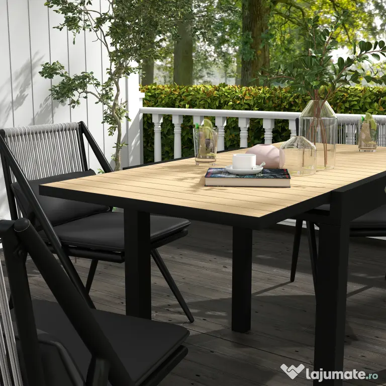 Outsunny Masă extensibilă pentru terasă, cu 4-6 locuri, 81-162 cm | Aosom Romania