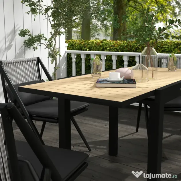 Outsunny Masă extensibilă pentru terasă, cu 4-6 locuri, 81-162 cm | Aosom Romania