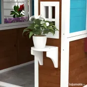 Outsunny Casuta de Joaca din Lemn pentru Copii pentru Exterior si Interior, Casa Wendy din Lemn cu Usi, Ferestre, Ghivece, Maro Inchis 