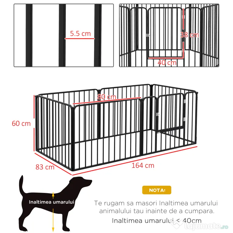 PawHut Tarc de Joaca Rezistent pentru Caini din 6 Panouri pentru Animale de Companie | Aosom Romania