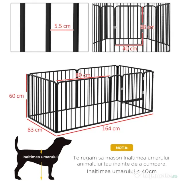 PawHut Tarc de Joaca Rezistent pentru Caini din 6 Panouri pentru Animale de Companie | Aosom Romania