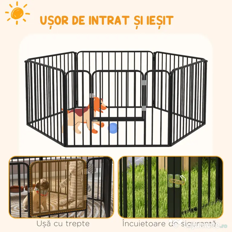 PawHut Tarc de Joaca Rezistent pentru Caini din 6 Panouri pentru Animale de Companie | Aosom Romania