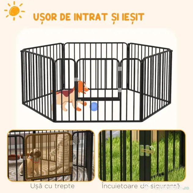 PawHut Tarc de Joaca Rezistent pentru Caini din 6 Panouri pentru Animale de Companie | Aosom Romania