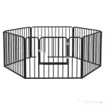 PawHut țarc pentru câini cu 6 panouri modulare pentru interior și exterior, din oțel, 164x83x60 cm, negru